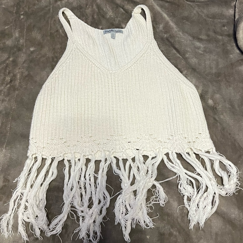 White tank top with ties